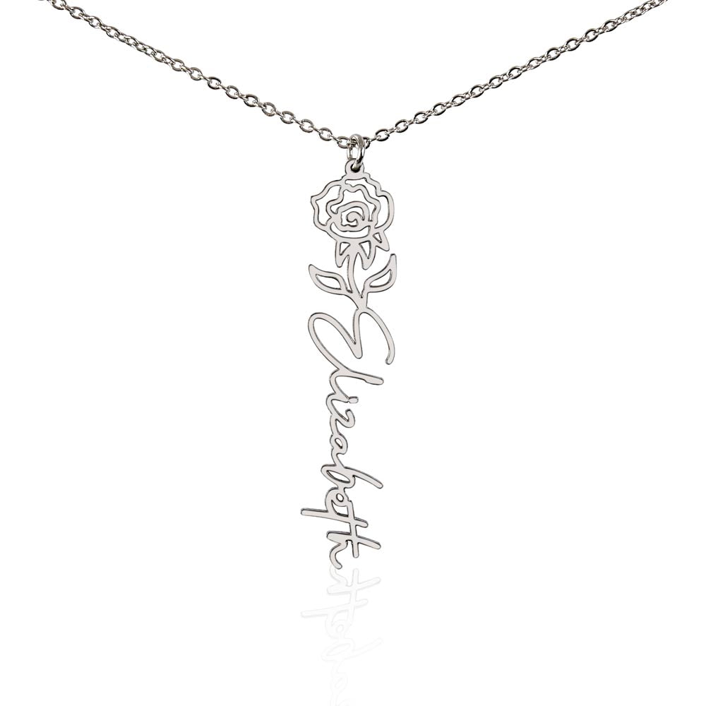 Elegant Flower Name Necklace – Personalized Family Jewelry