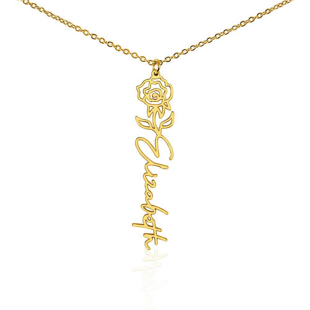 Elegant Flower Name Necklace – Personalized Family Jewelry