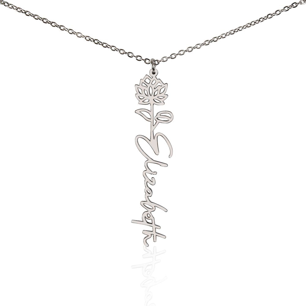 Elegant Flower Name Necklace – Personalized Family Jewelry