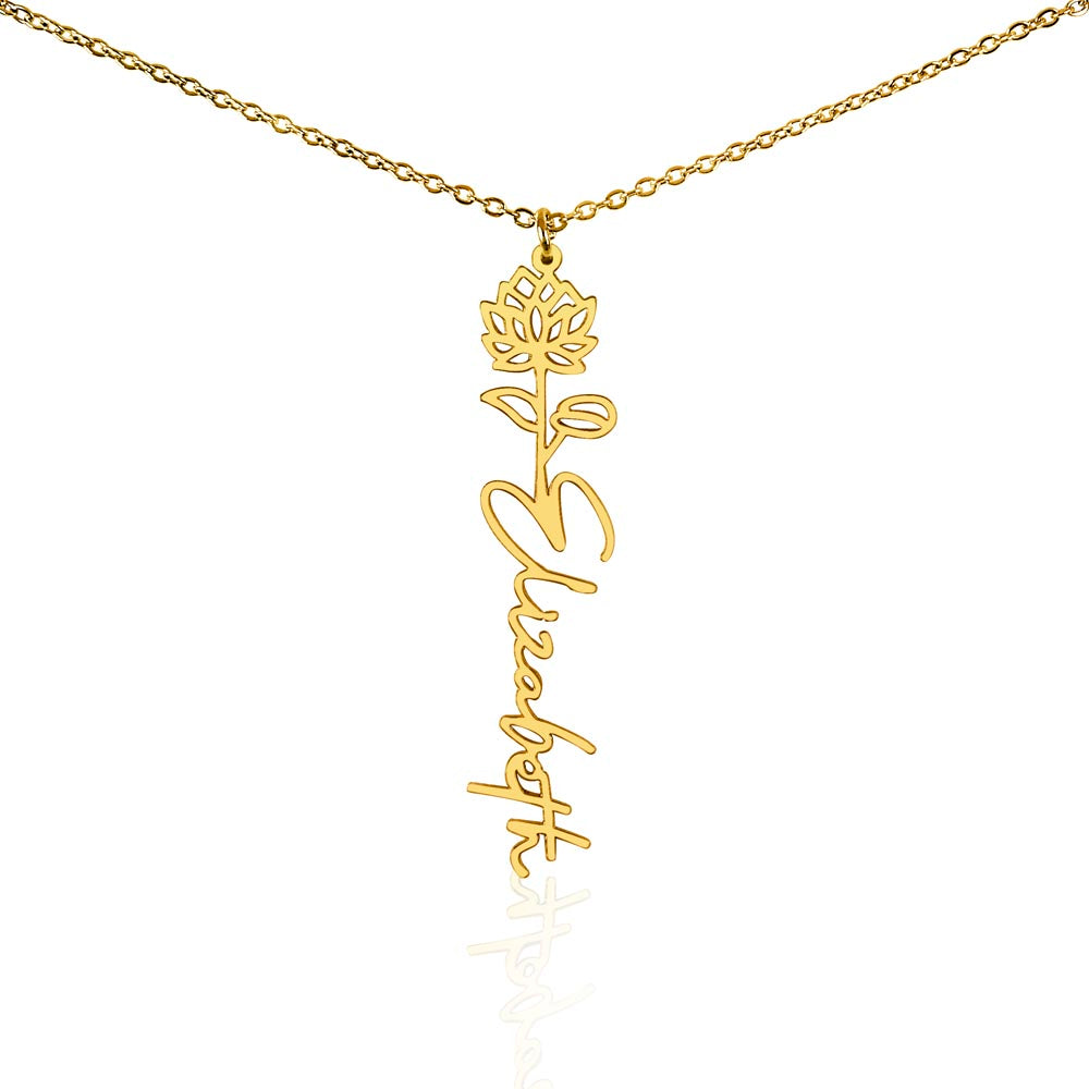 Elegant Flower Name Necklace – Personalized Family Jewelry