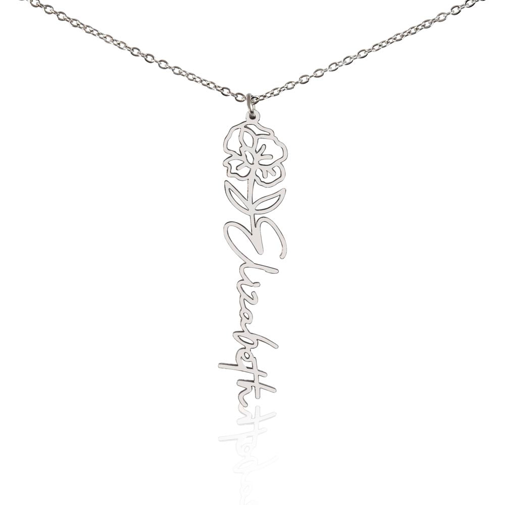 Elegant Flower Name Necklace – Personalized Family Jewelry