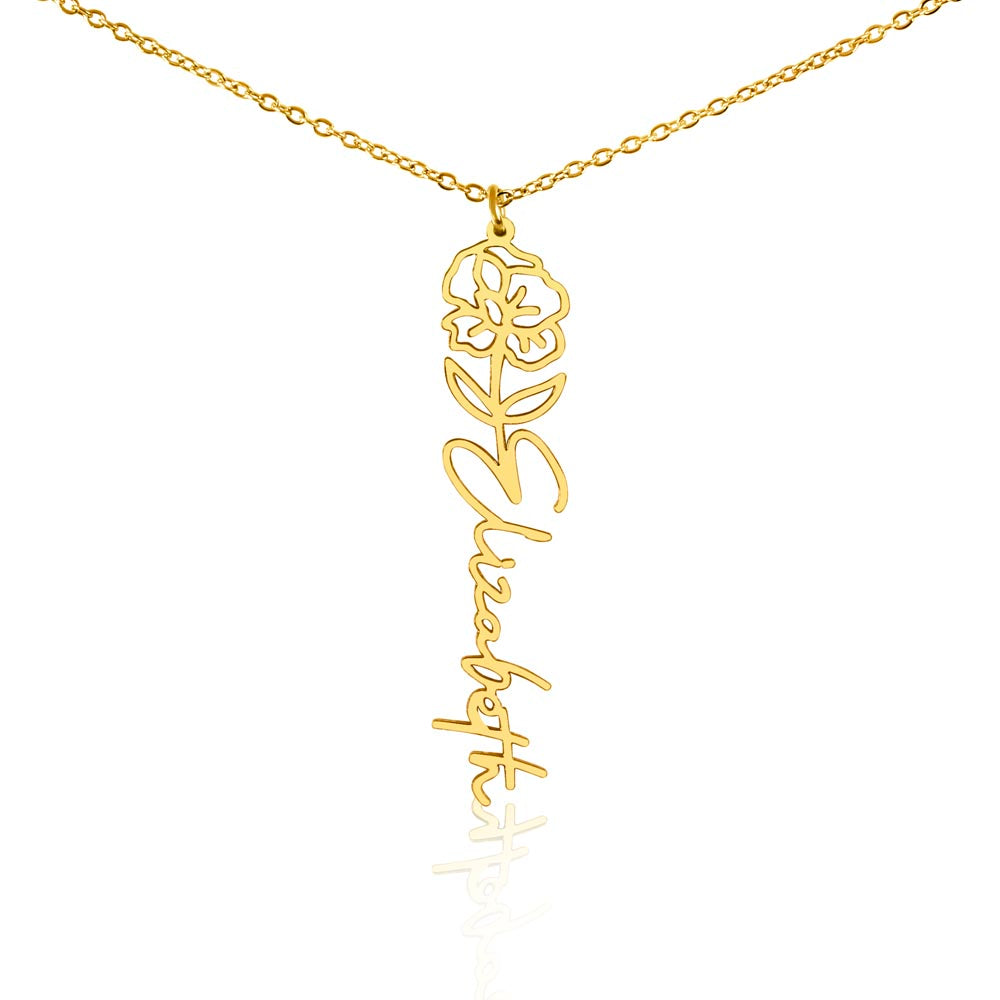 Elegant Flower Name Necklace – Personalized Family Jewelry