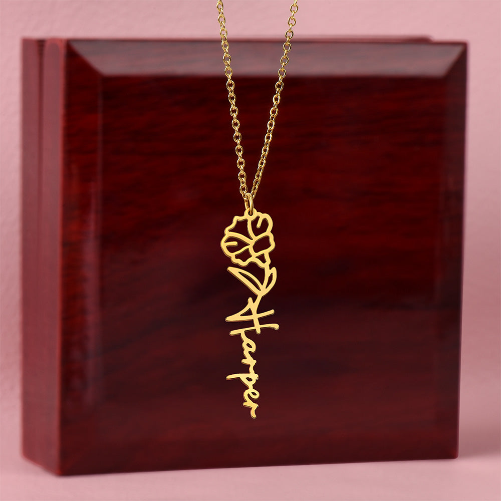 Elegant Flower Name Necklace – Personalized Family Jewelry