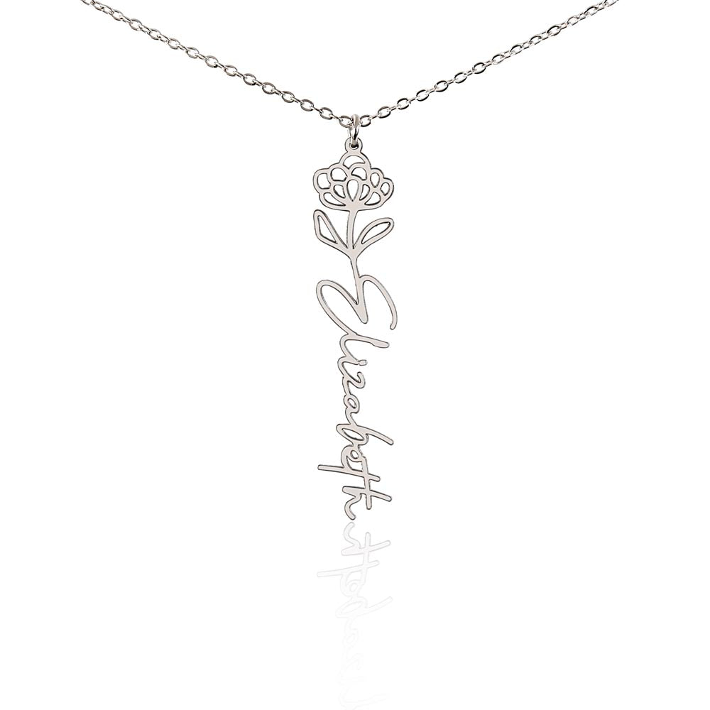 Elegant Flower Name Necklace – Personalized Family Jewelry