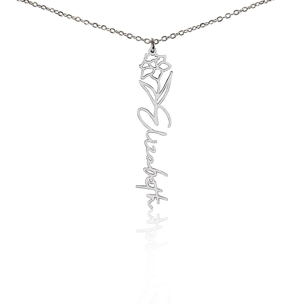 Elegant Flower Name Necklace – Personalized Family Jewelry