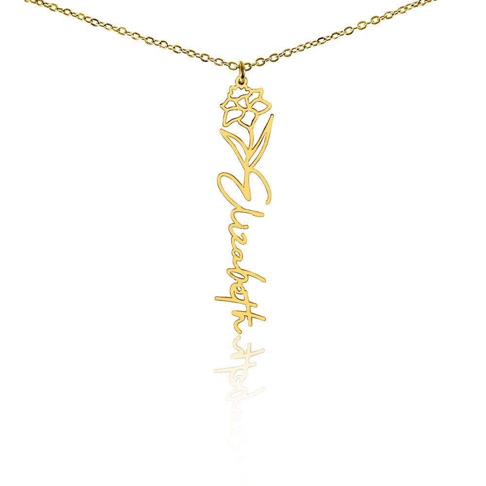 Elegant Flower Name Necklace – Personalized Family Jewelry