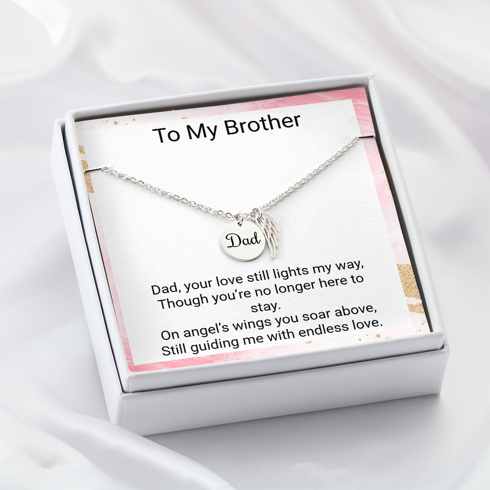 Remembrance Necklace for Brother – Angel Wing Dad Memorial Jewelry