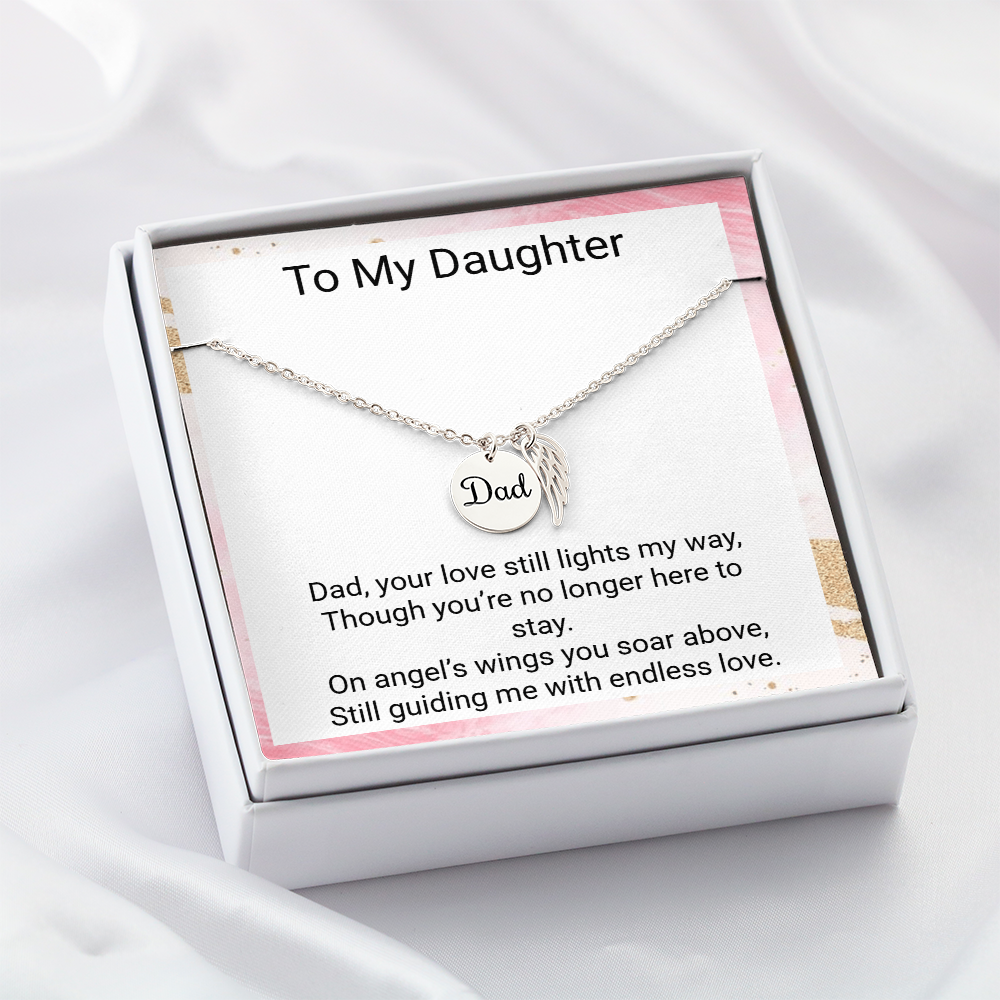 Daughter Memorial Necklace from Mum – Angel Wing Dad Remembrance Gift