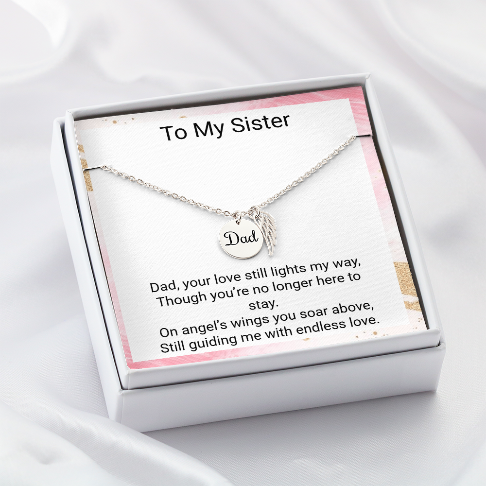 Memorial Necklace for Sister – Dad Angel Wing Remembrance Gift