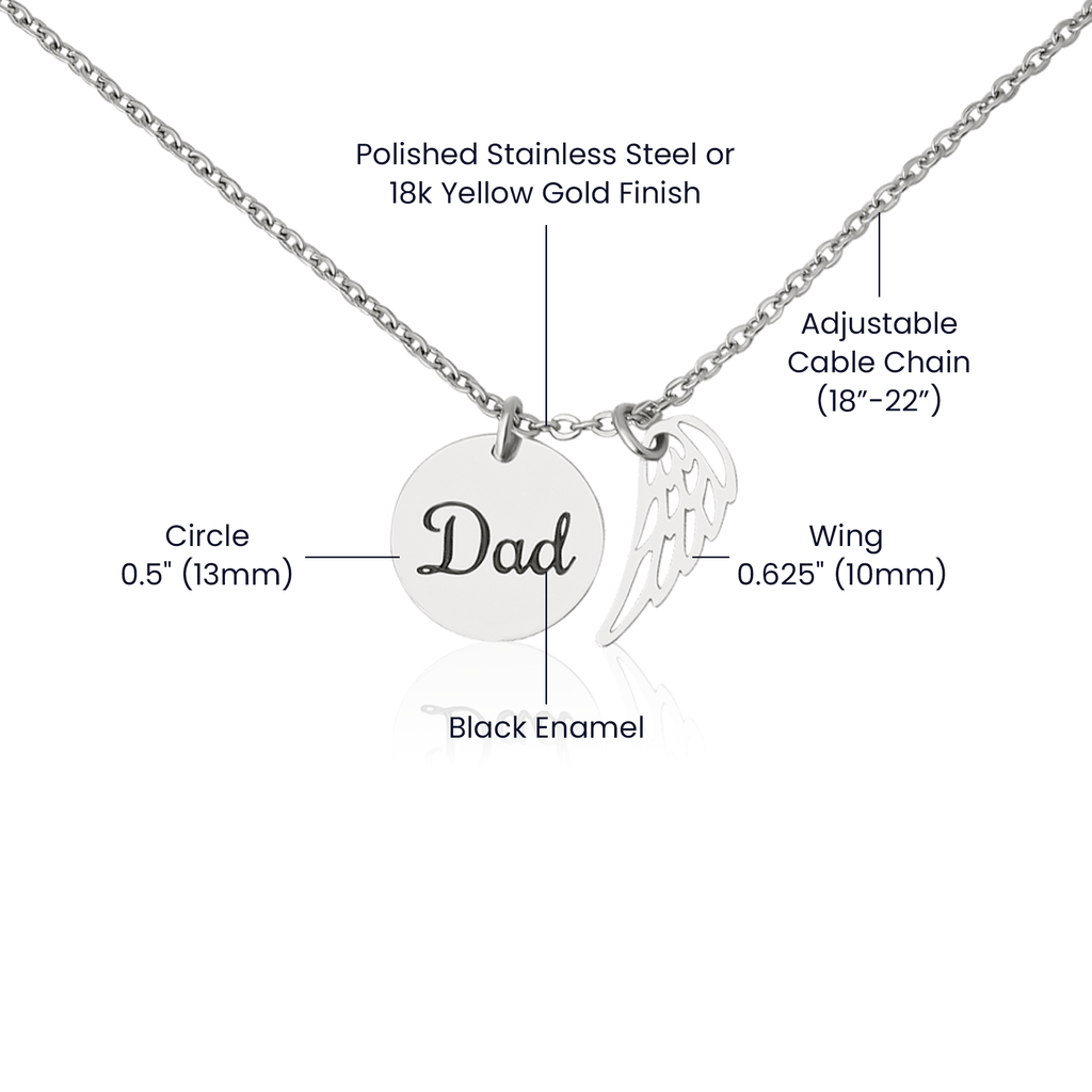 Daughter Memorial Necklace from Mum – Angel Wing Dad Remembrance Gift