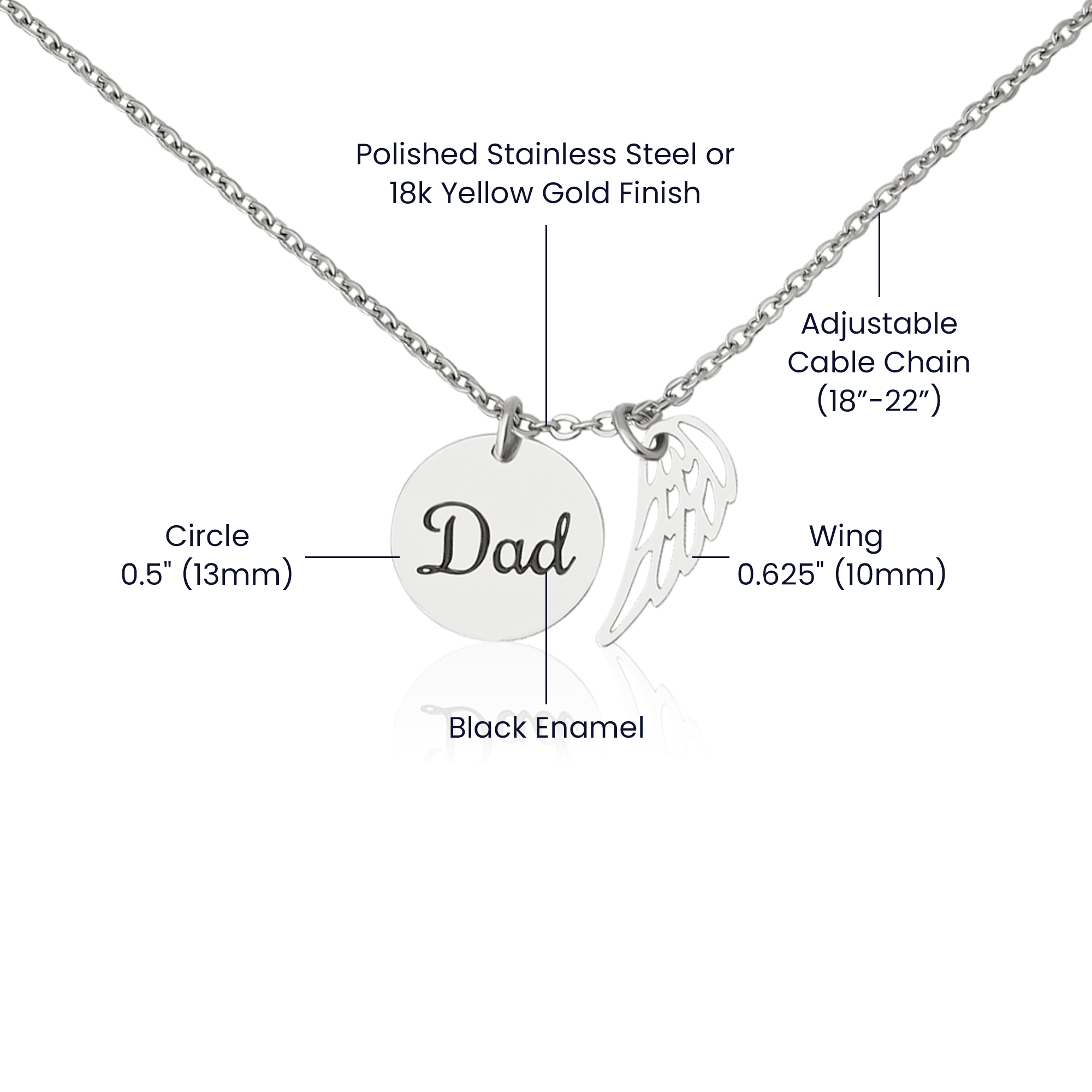Remembrance Necklace for Boyfriend– Angel Wing Dad Memorial Jewelry