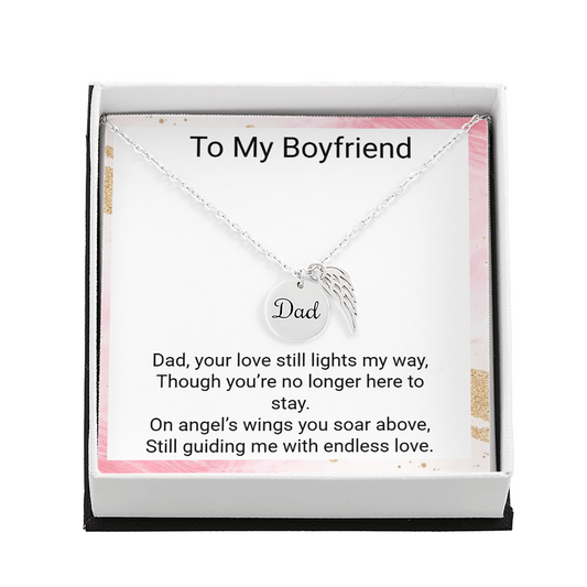 Remembrance Necklace for Boyfriend– Angel Wing Dad Memorial Jewelry