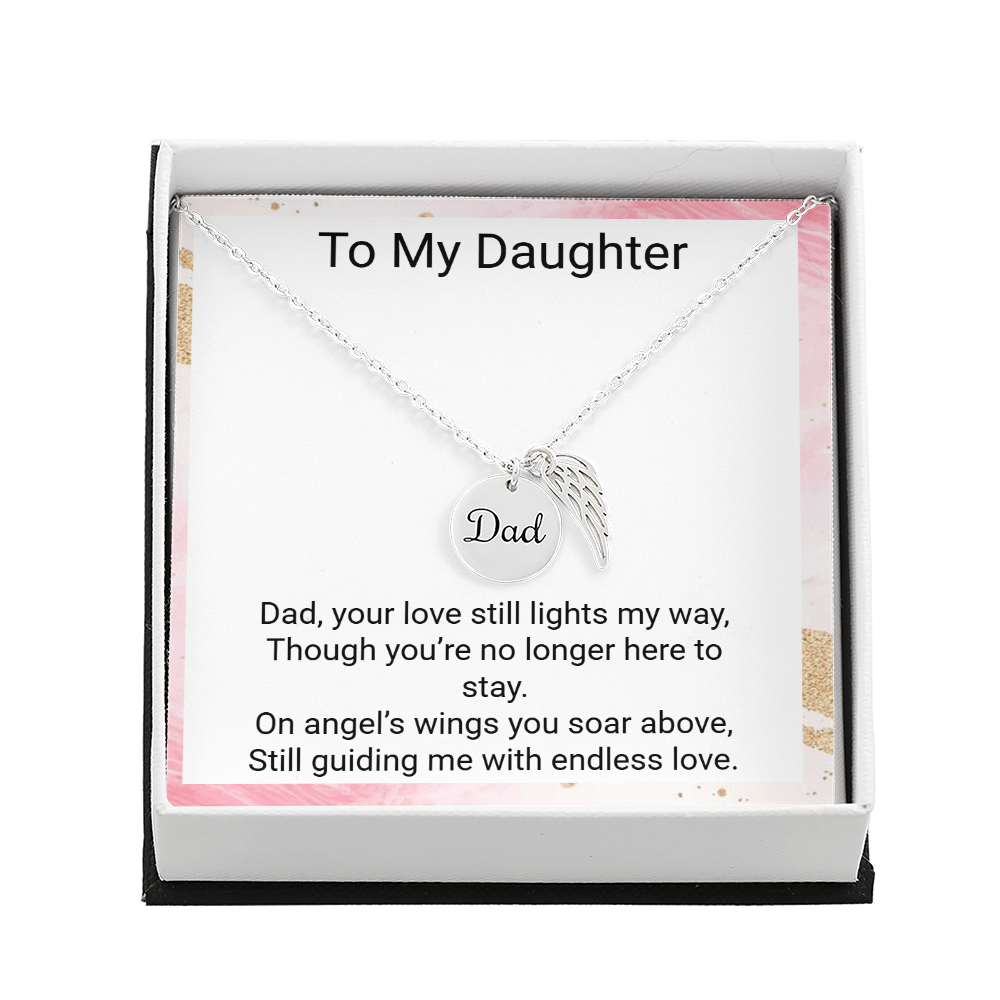 Daughter Memorial Necklace from Mum – Angel Wing Dad Remembrance Gift