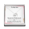 Sons Memorial Necklace from Mum – Angel Wing Dad Remembrance Gift