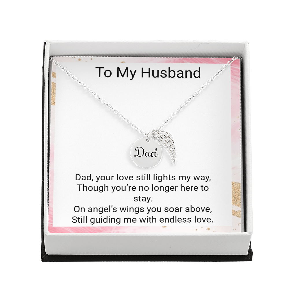 Remembrance Necklace for Husband – Angel Wing Dad Memorial Jewelry