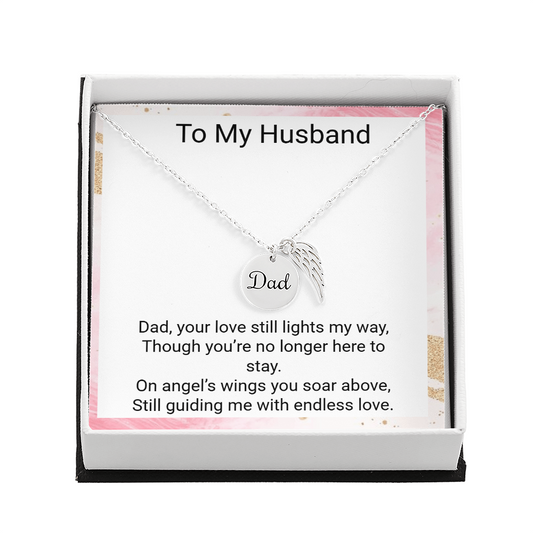 Remembrance Necklace for Husband – Angel Wing Dad Memorial Jewelry