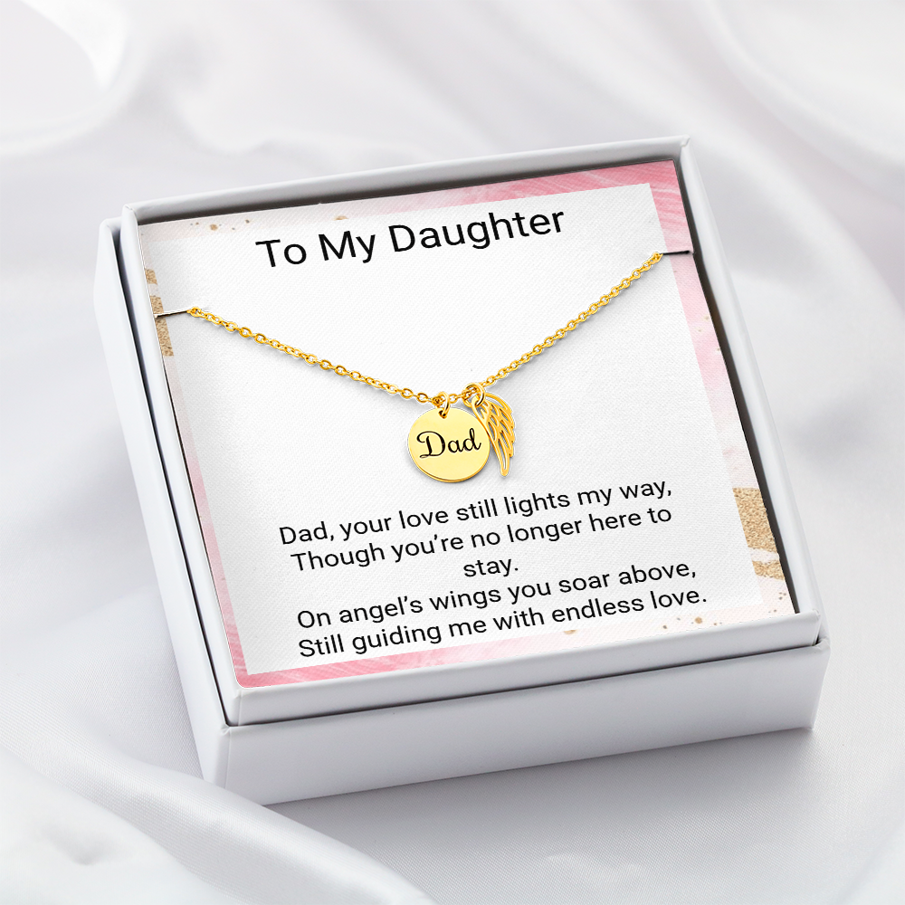 Daughter Memorial Necklace from Mum – Angel Wing Dad Remembrance Gift
