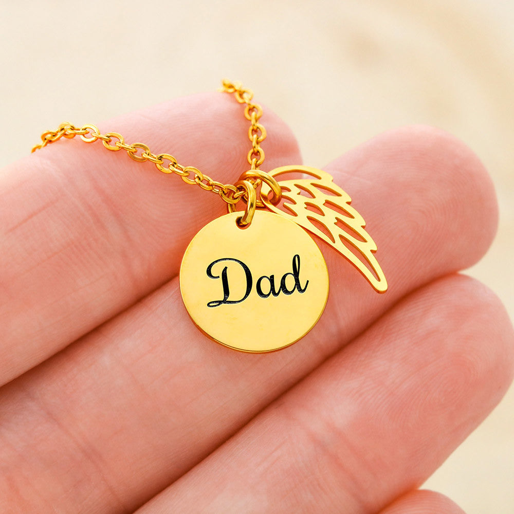 Daughter Memorial Necklace from Mum – Angel Wing Dad Remembrance Gift