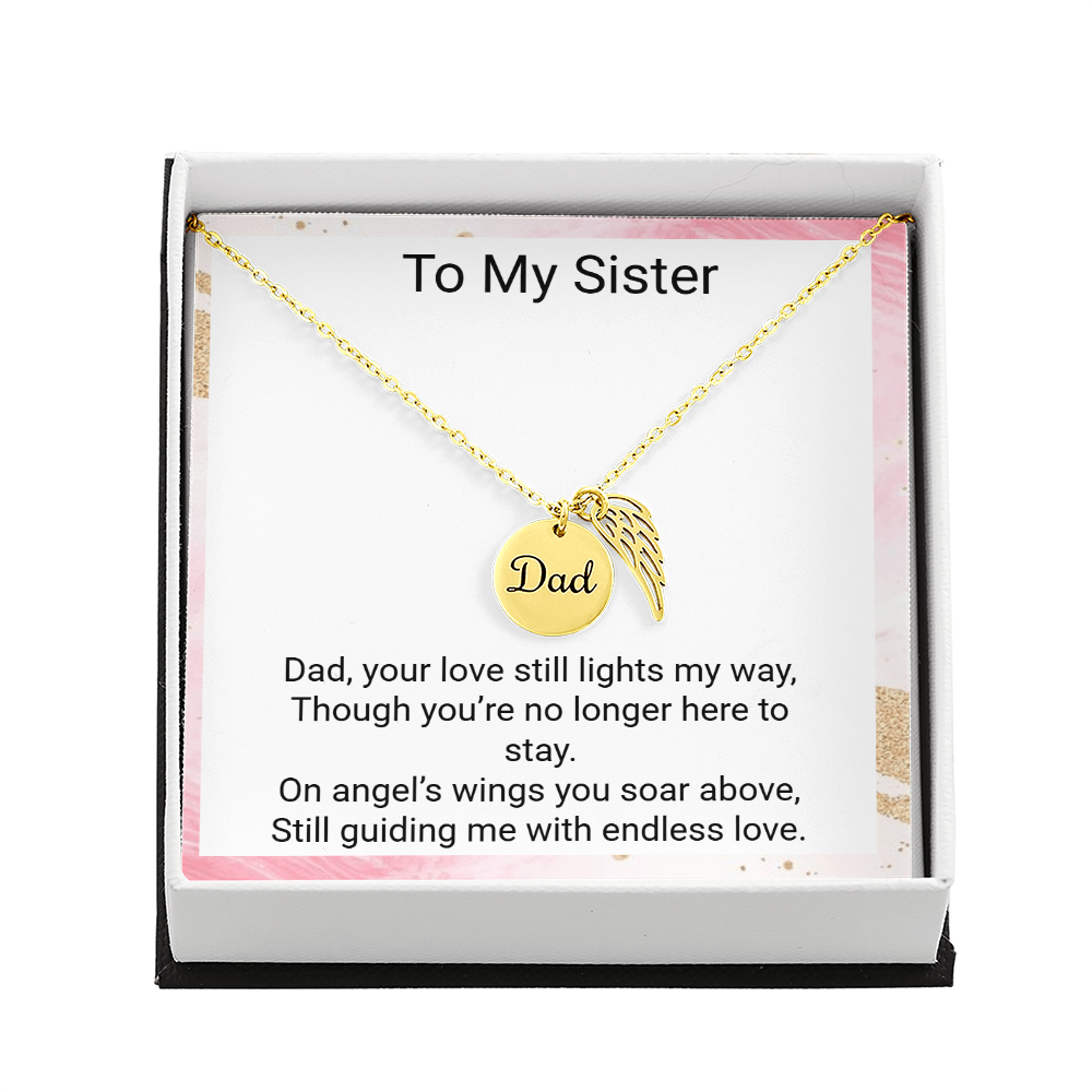 Memorial Necklace for Sister – Dad Angel Wing Remembrance Gift