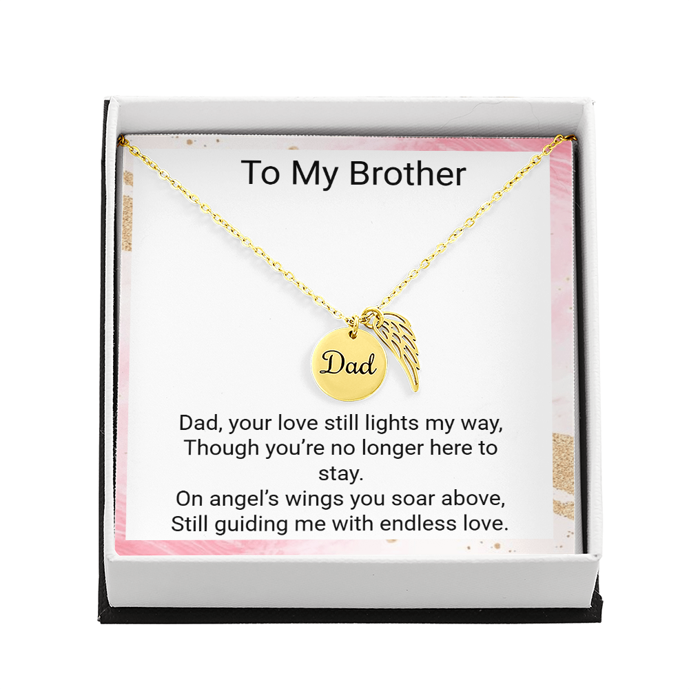 Remembrance Necklace for Brother – Angel Wing Dad Memorial Jewelry