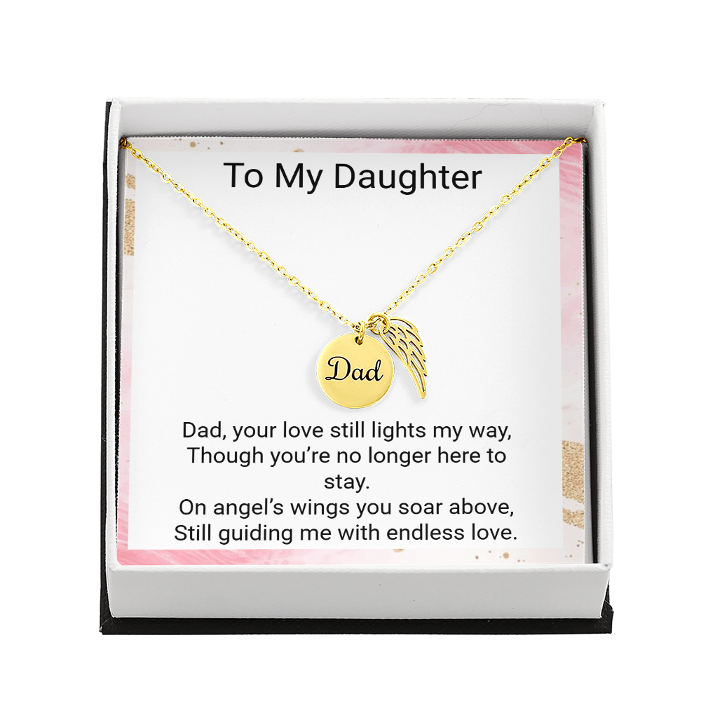 Daughter Memorial Necklace from Mum – Angel Wing Dad Remembrance Gift