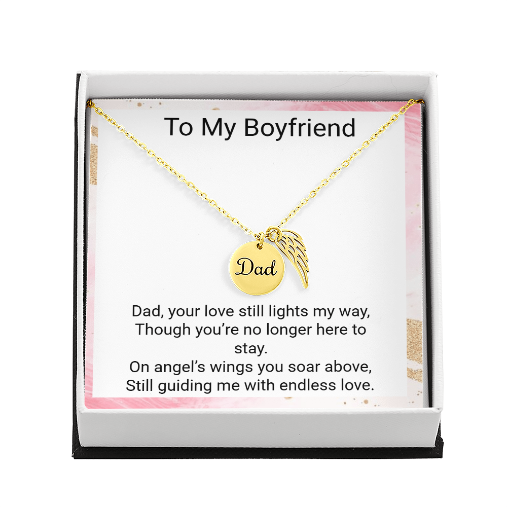Remembrance Necklace for Boyfriend– Angel Wing Dad Memorial Jewelry