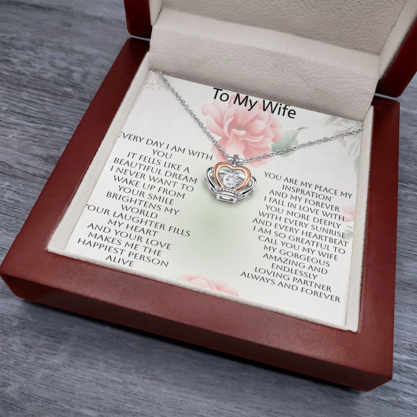 Elegant Crown Necklace Gift for Wife – Show Her She's Your Queen