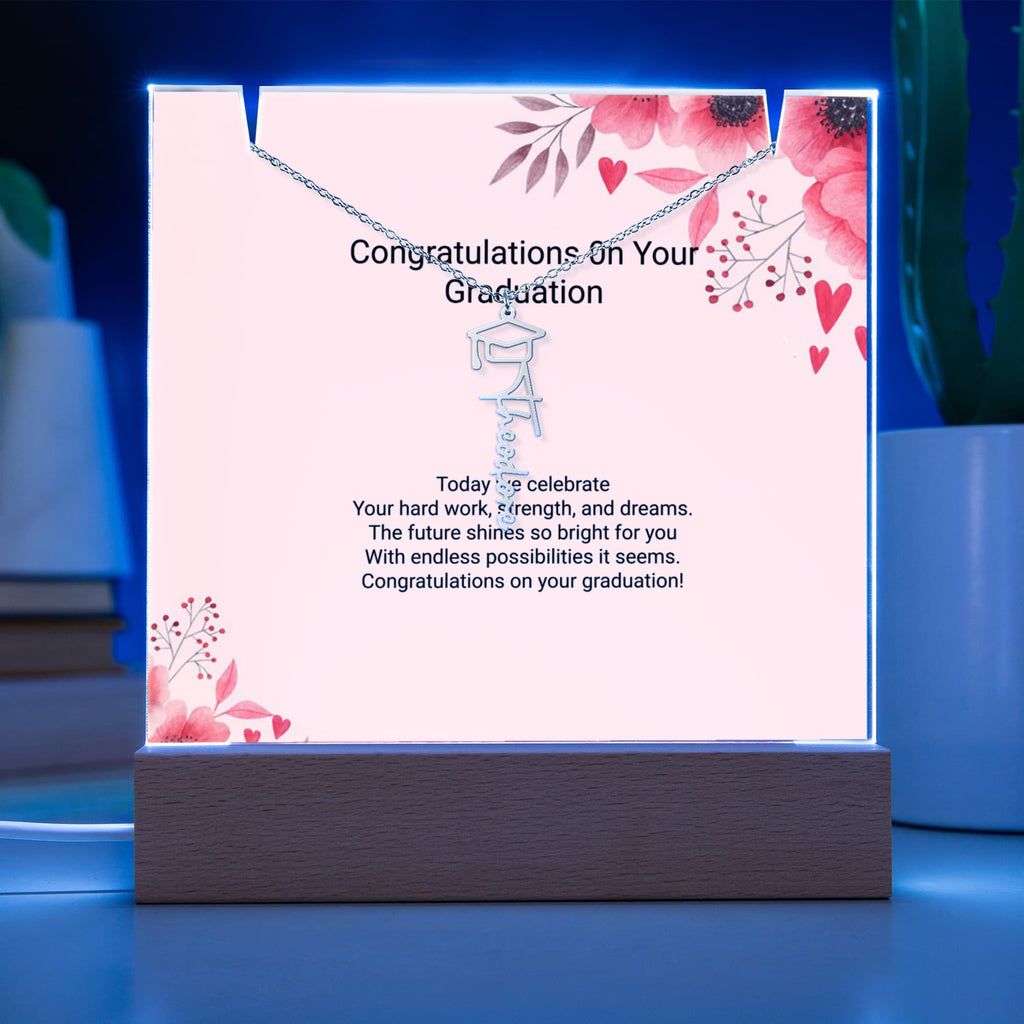 Keepsake Acrylic & Graduation Cap Name Necklace Bundle