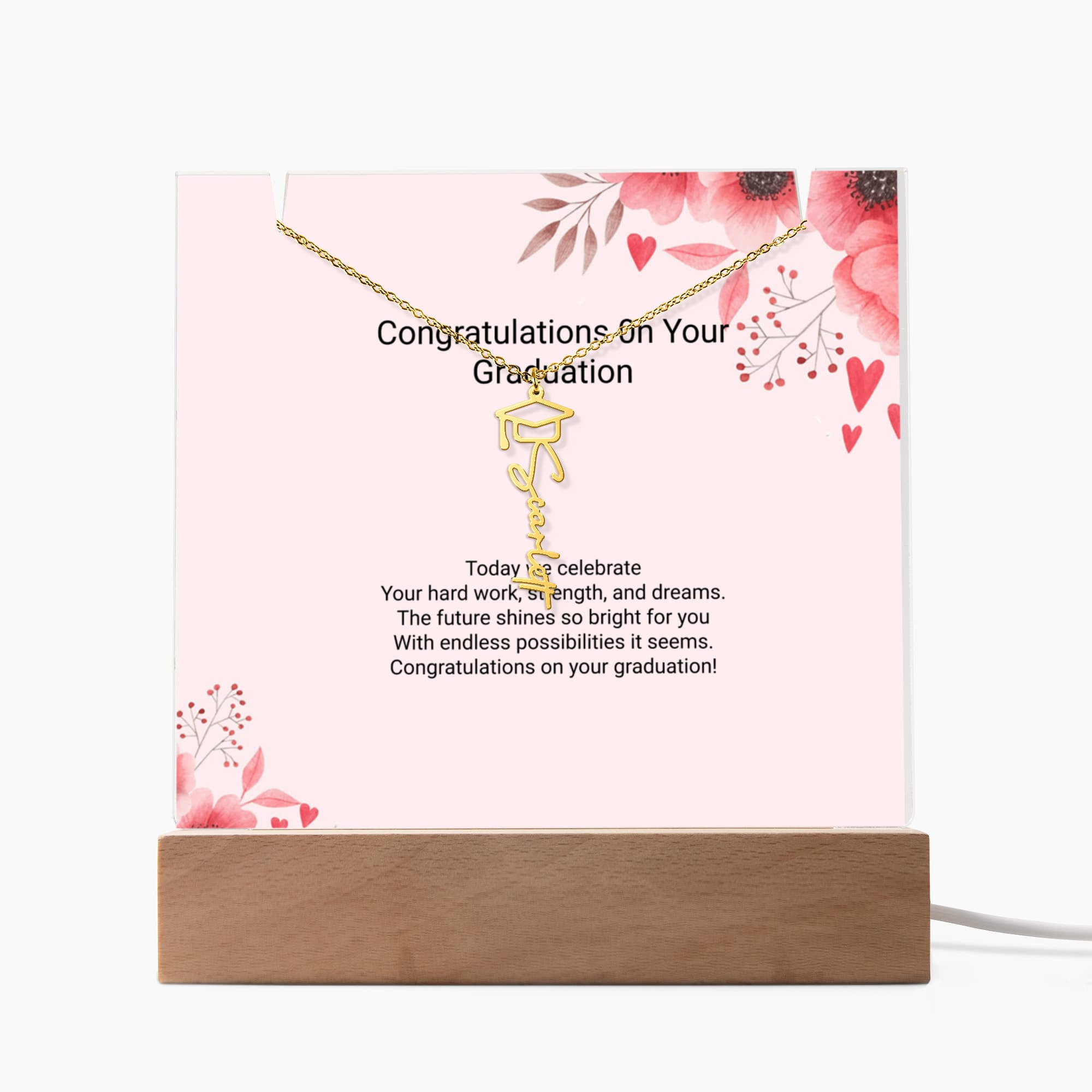 Keepsake Acrylic & Graduation Cap Name Necklace Bundle