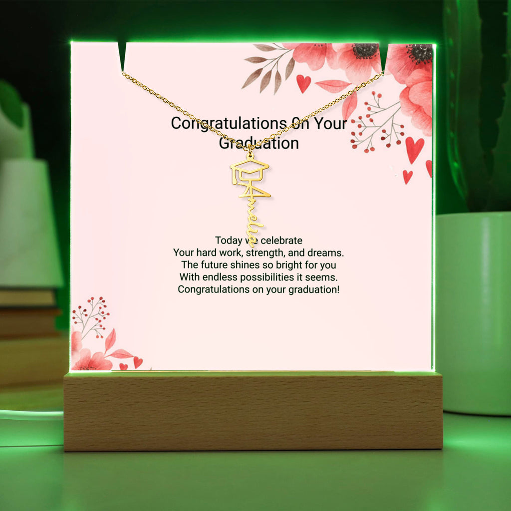 Keepsake Acrylic & Graduation Cap Name Necklace Bundle