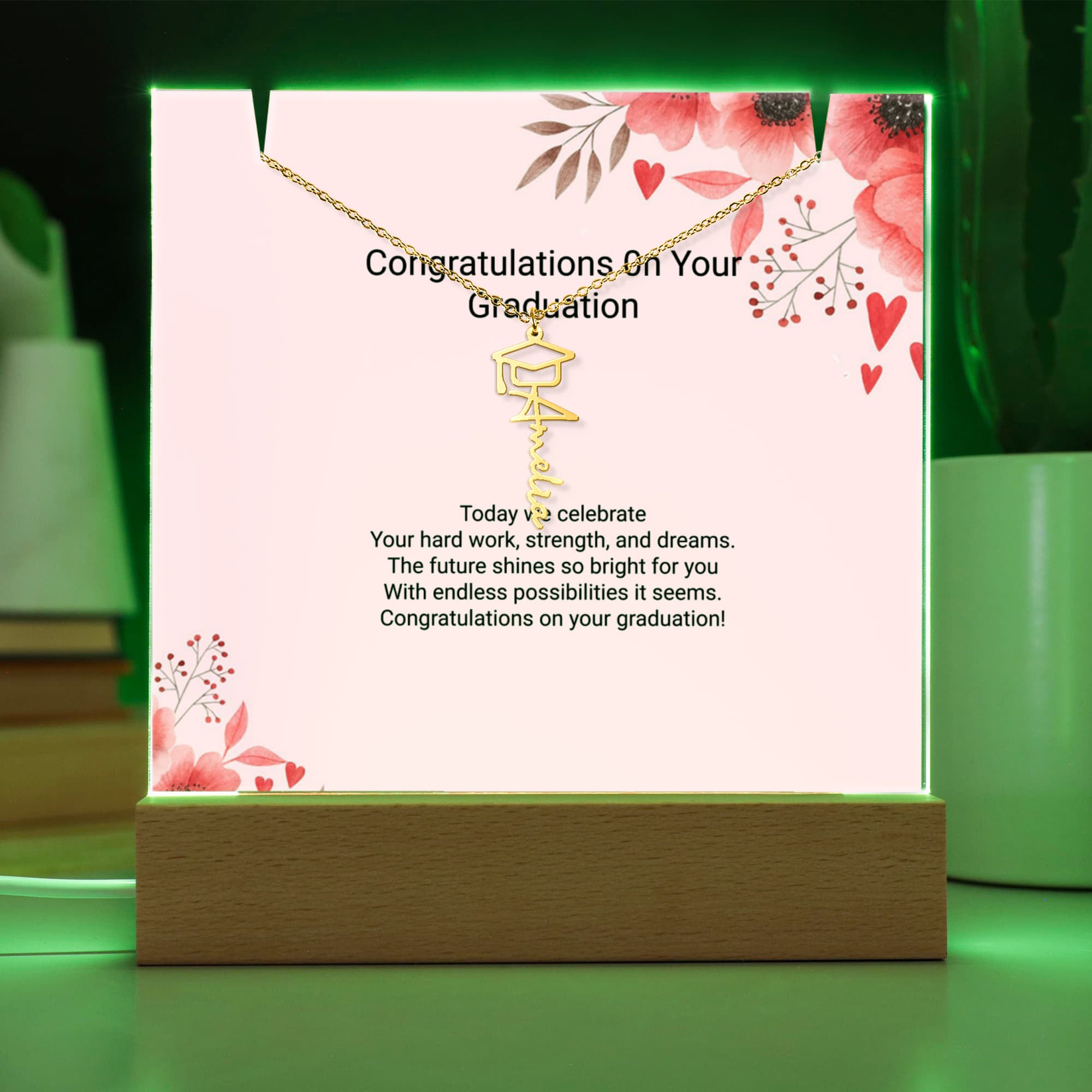 Keepsake Acrylic & Graduation Cap Name Necklace Bundle