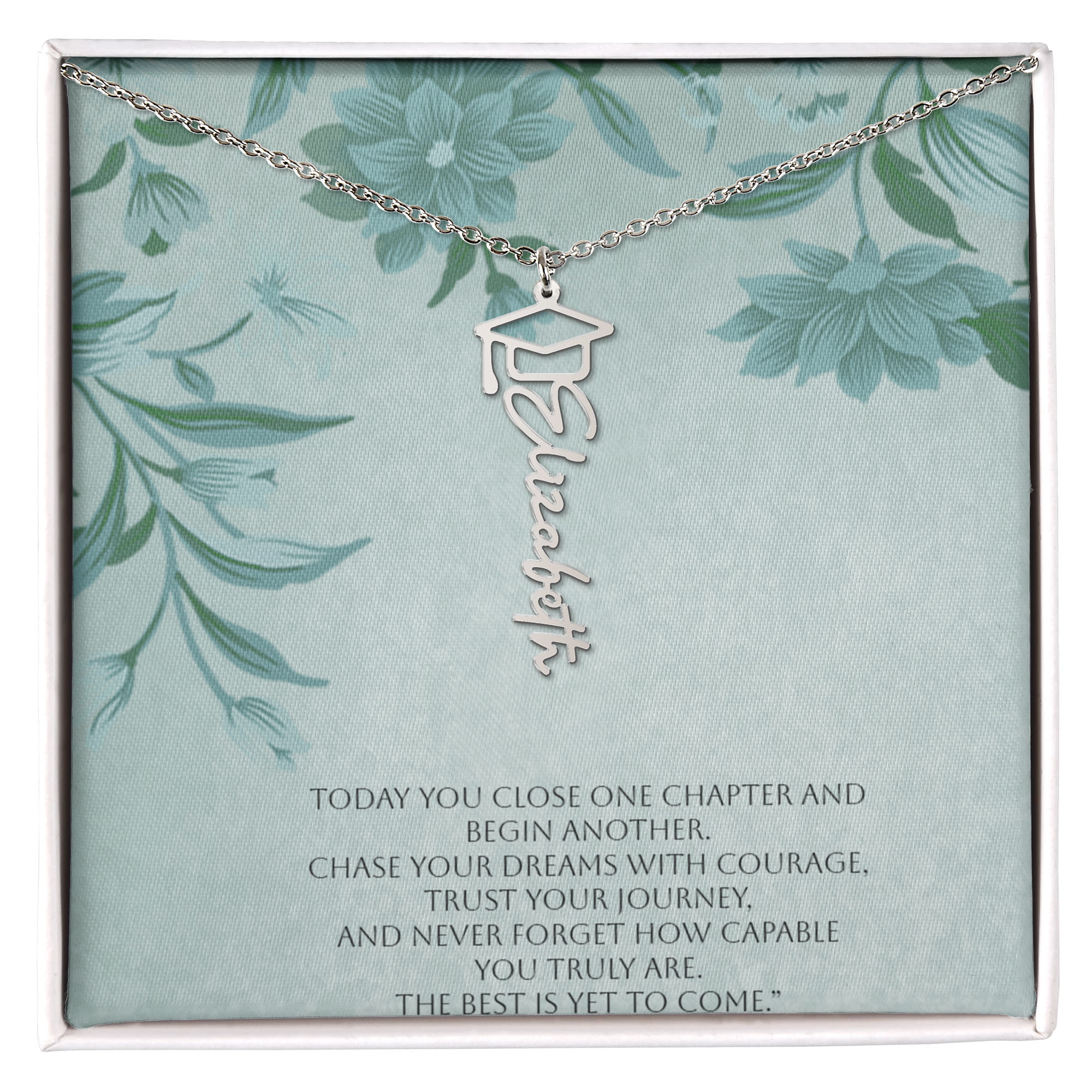 Personalized Graduation Name Necklace Gift with Inspirational Message Card