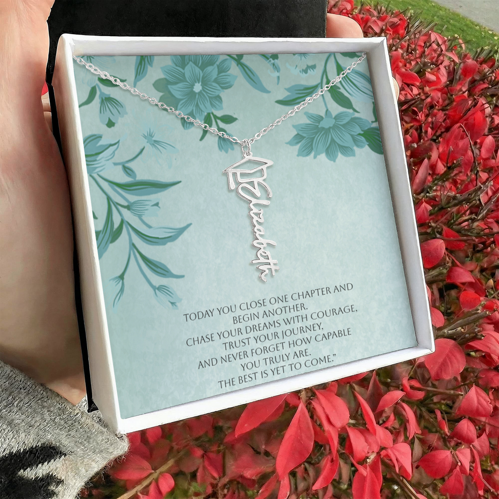 Personalized Graduation Name Necklace Gift with Inspirational Message Card