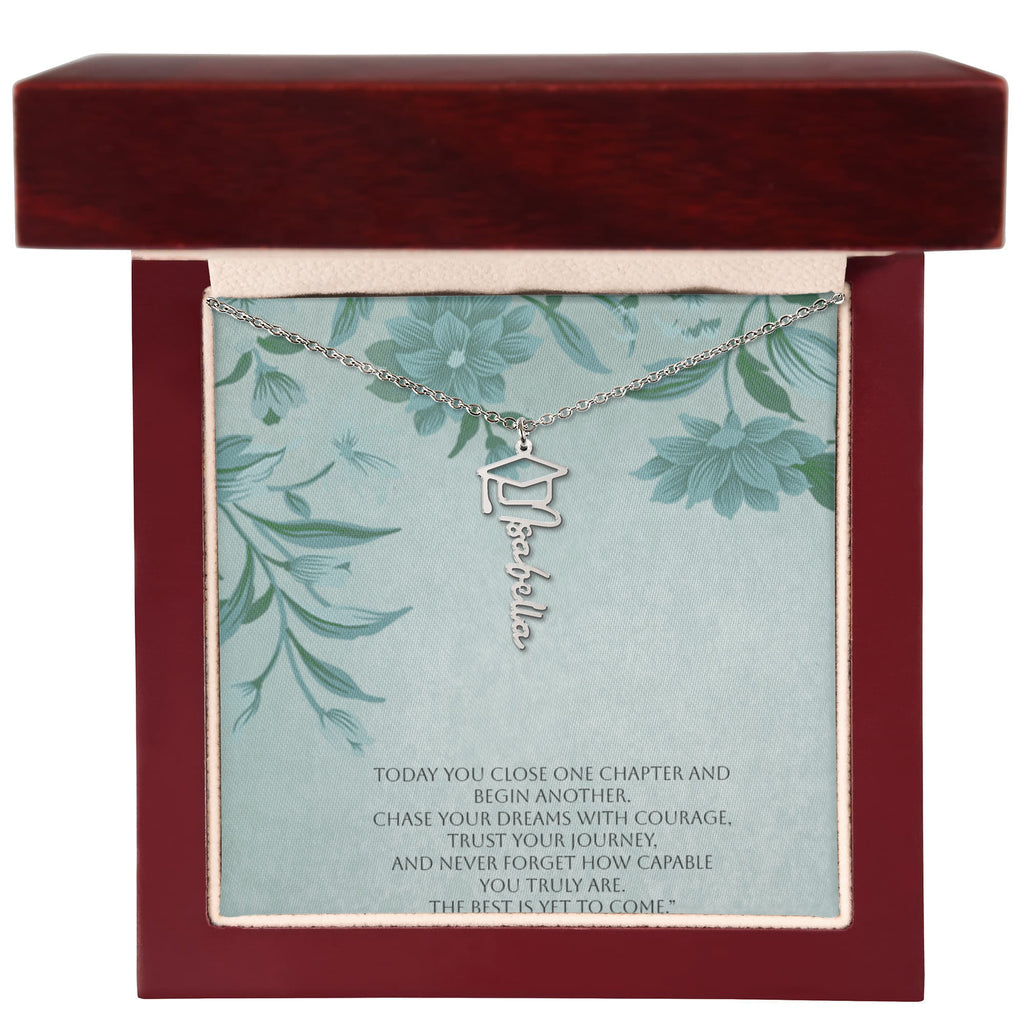 Personalized Graduation Name Necklace Gift with Inspirational Message Card