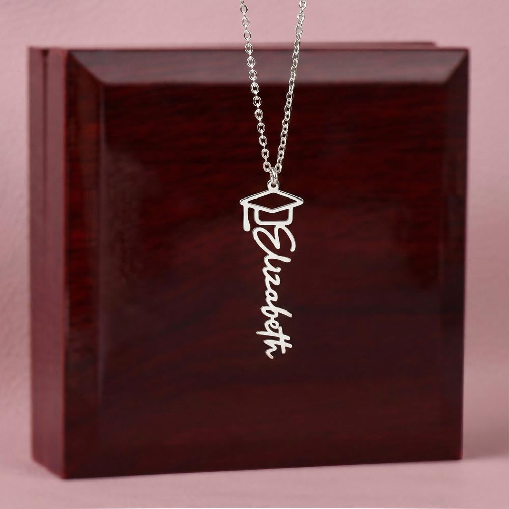 Personalized Graduation Name Necklace Gift with Inspirational Message Card