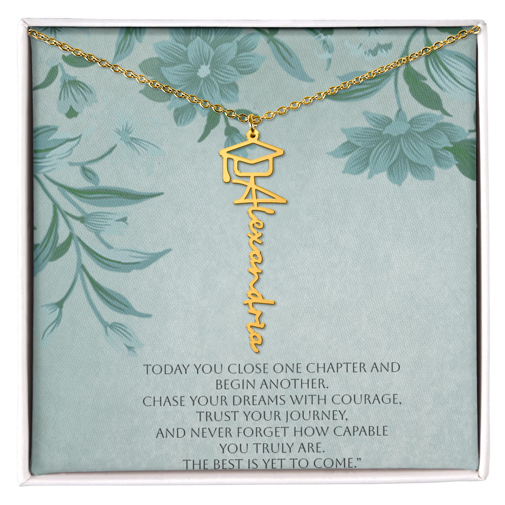 Personalized Graduation Name Necklace Gift with Inspirational Message Card