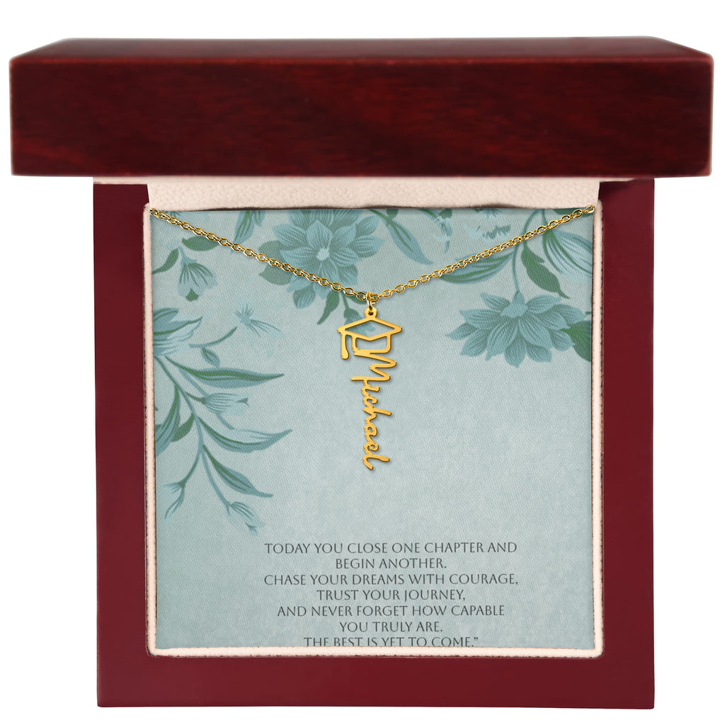 Personalized Graduation Name Necklace Gift with Inspirational Message Card