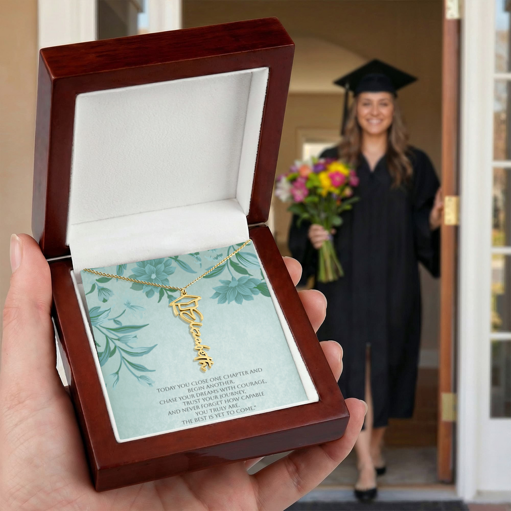 Personalized Graduation Name Necklace Gift with Inspirational Message Card