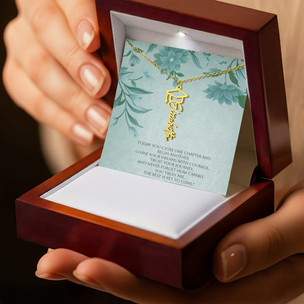 Personalized Graduation Name Necklace Gift with Inspirational Message Card
