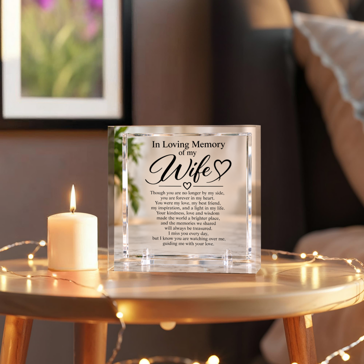 Wife Memorial Acrylic Square Plaque – In Loving Memory Tribute