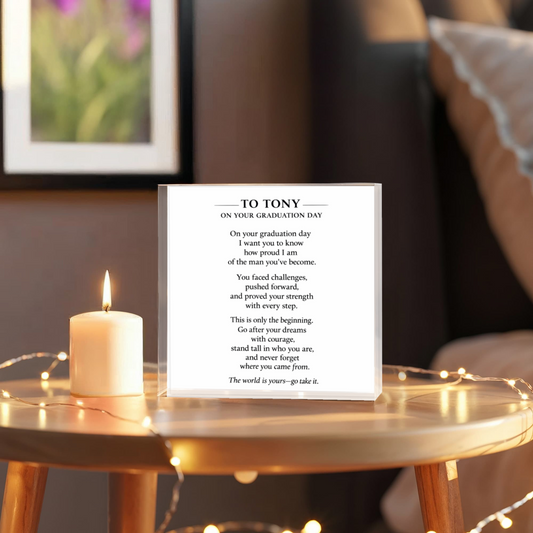 Custom Son Graduation Acrylic Block – Unique Printed Memory Gift