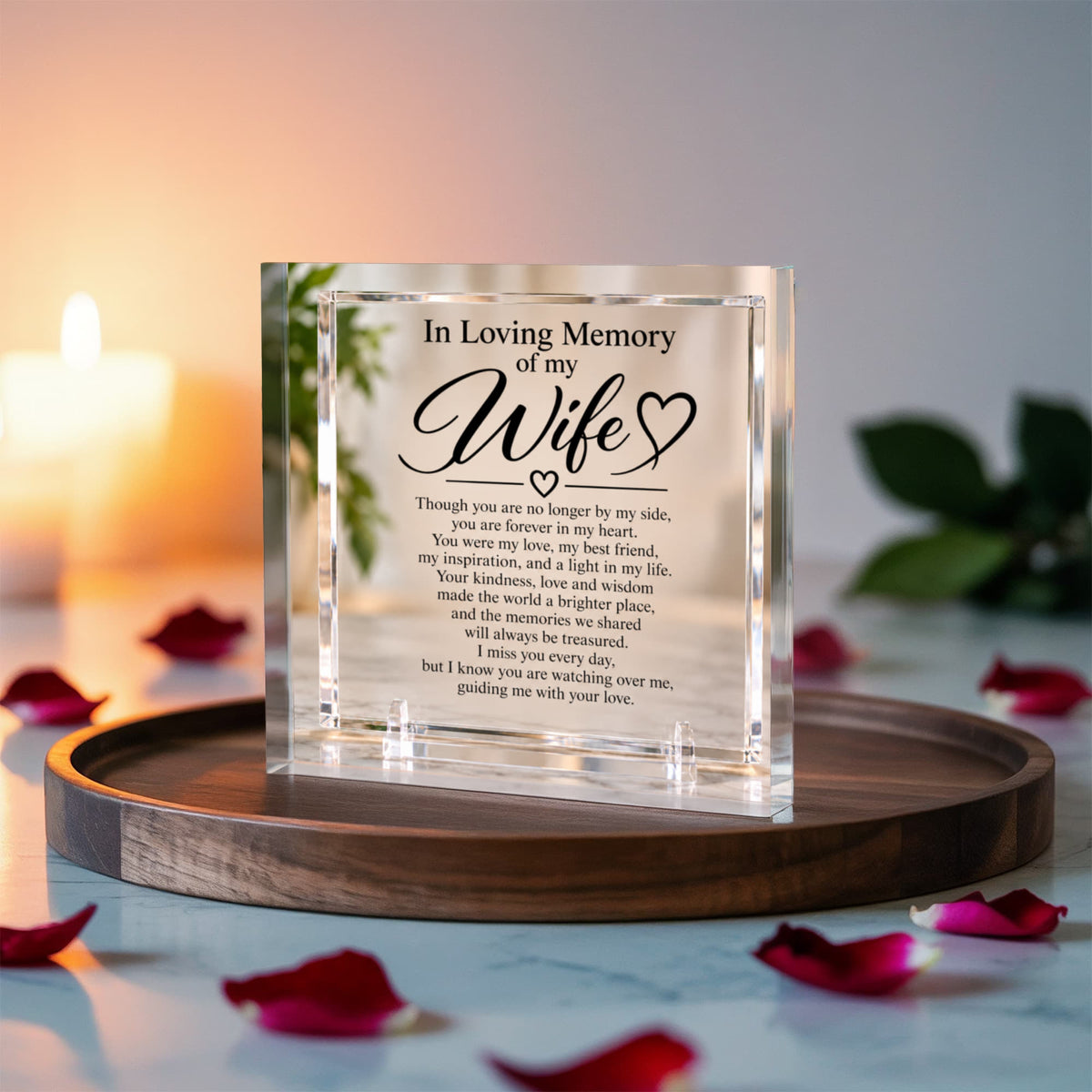 Wife Memorial Acrylic Square Plaque – In Loving Memory Tribute