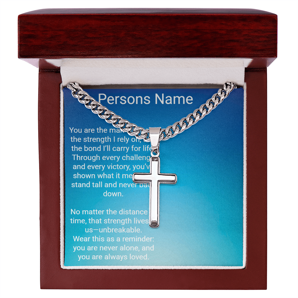 Personalized  Artisan Cross Cuban Chain – Meaningful Gift for Son or Dad