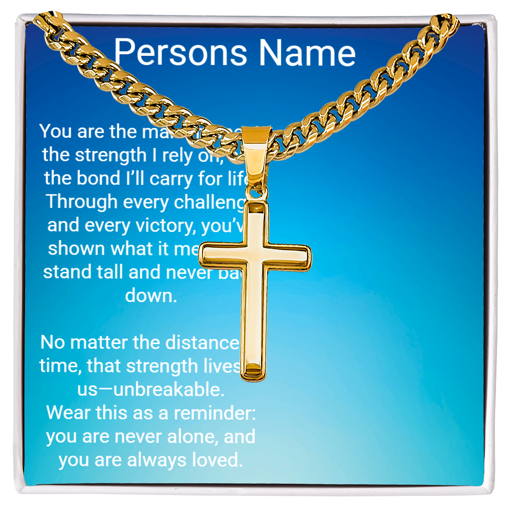 Personalized  Artisan Cross Cuban Chain – Meaningful Gift for Son or Dad