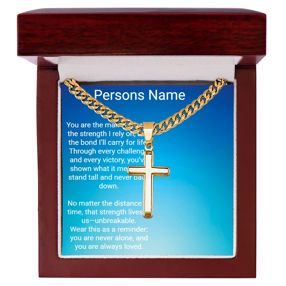 Personalized  Artisan Cross Cuban Chain – Meaningful Gift for Son or Dad