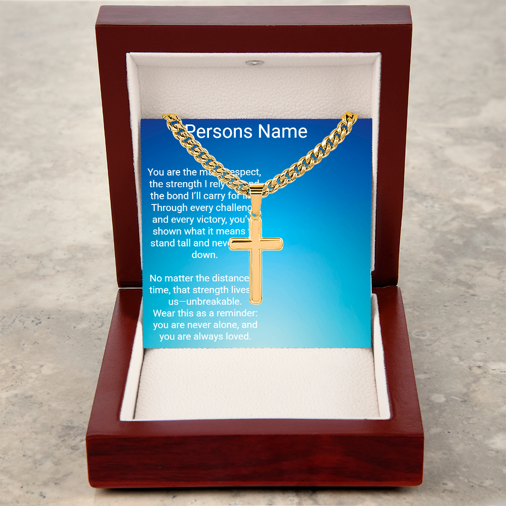 Personalized  Artisan Cross Cuban Chain – Meaningful Gift for Son or Dad