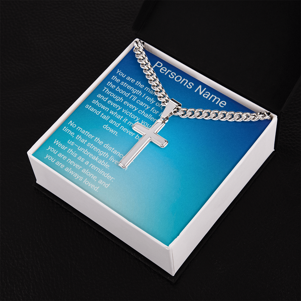 Personalized Cross with Cuban Link Chain – Meaningful Gift for Son or Dad