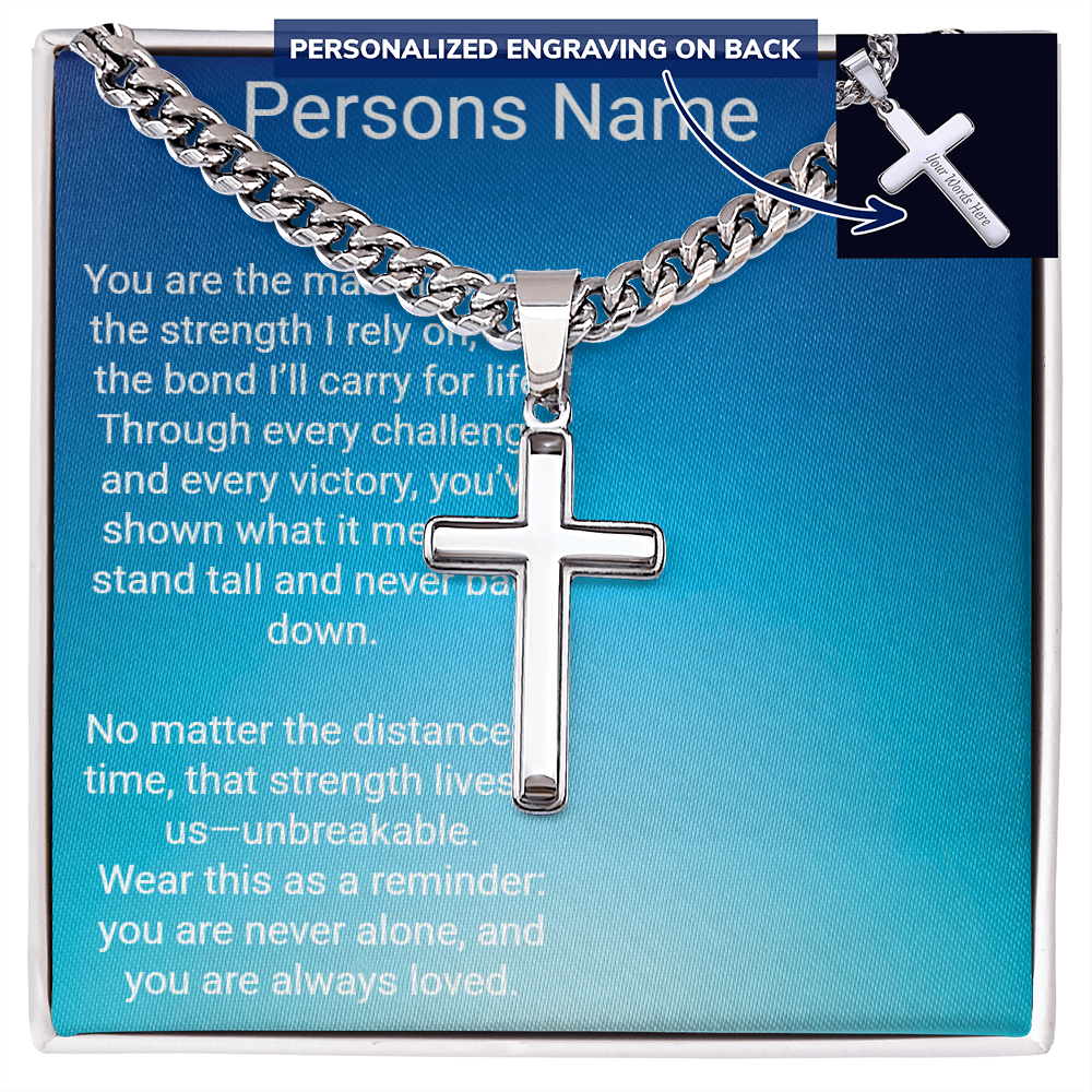 Personalized Cross with Cuban Link Chain – Meaningful Gift for Son or Dad