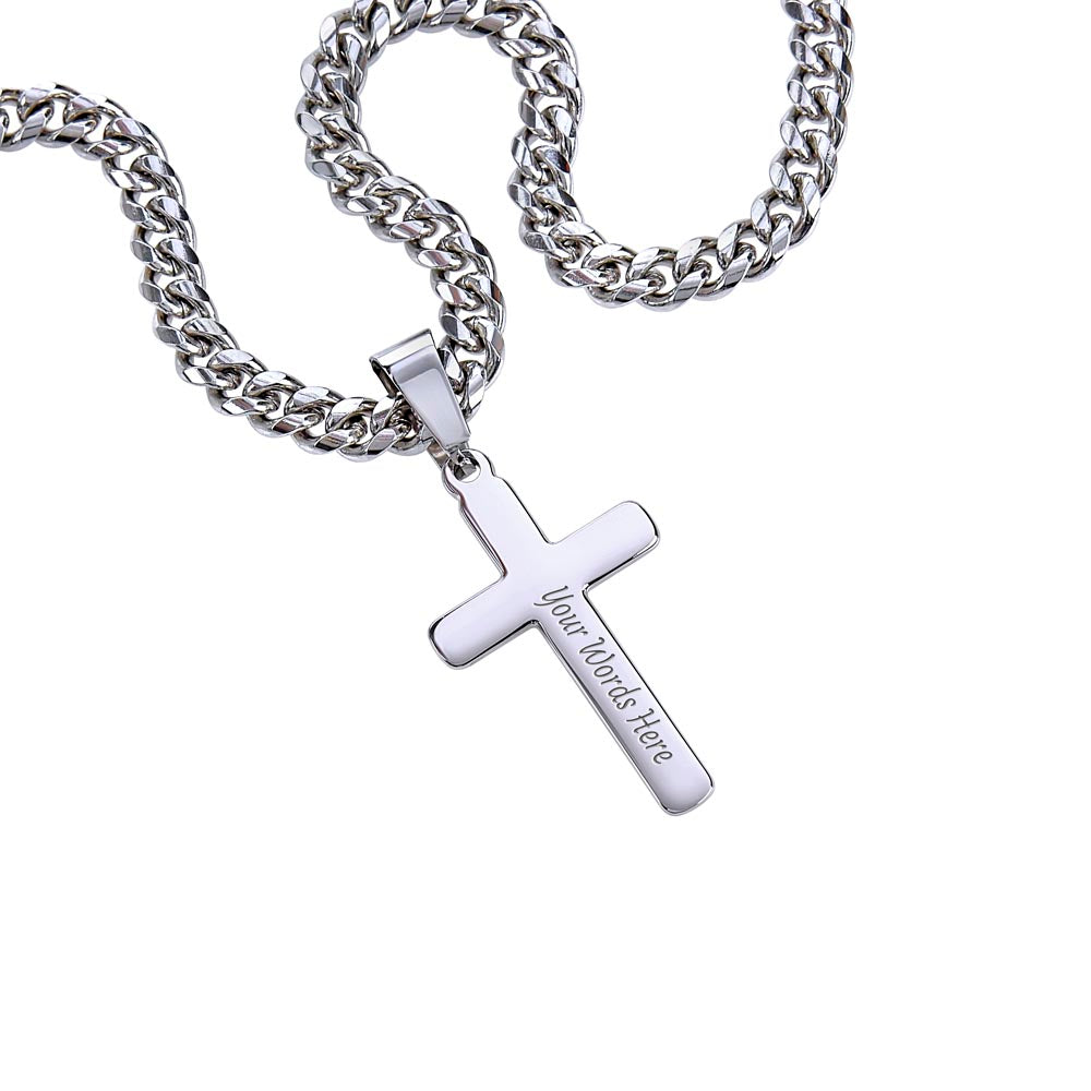 Personalized Cross with Cuban Link Chain – Meaningful Gift for Son or Dad