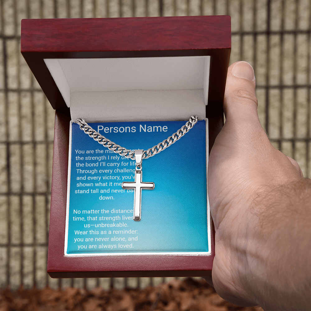 Personalized Cross with Cuban Link Chain – Meaningful Gift for Son or Dad